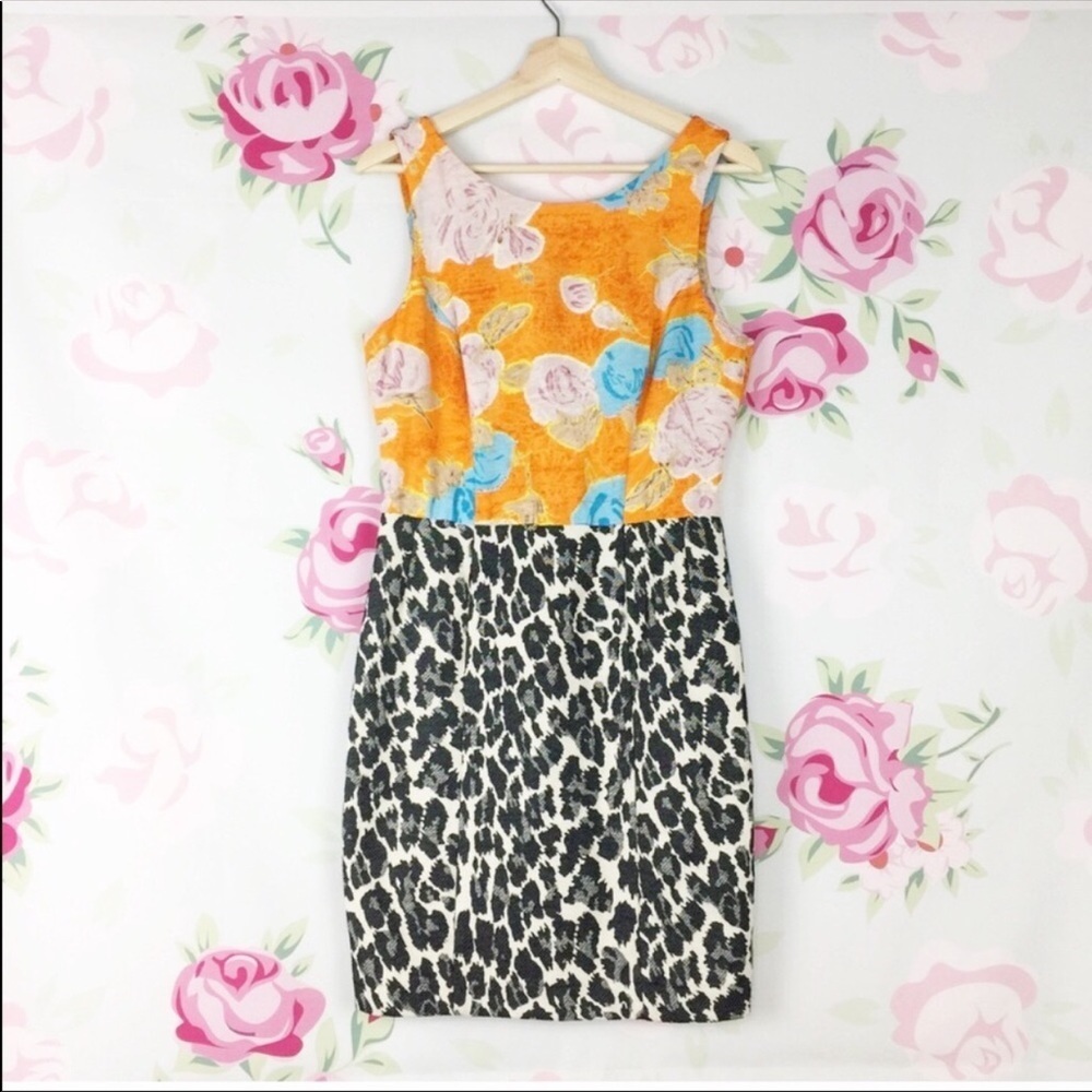 Tracy Reese Floral Animal Print Sheath Dress 6